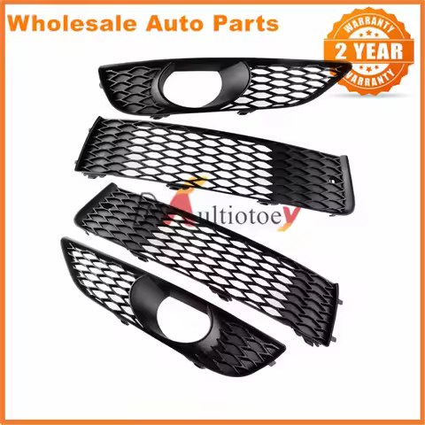 2/4X 4L0807697B 4L0807698B 4L0807675C 4L0807676C Front Bumper Lower Upper Mesh Grille Fog Light Beze