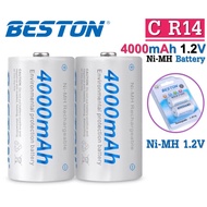 Beston 2pcs 4000mAh C Size 1.2V Rechargeable NI-MH Battery