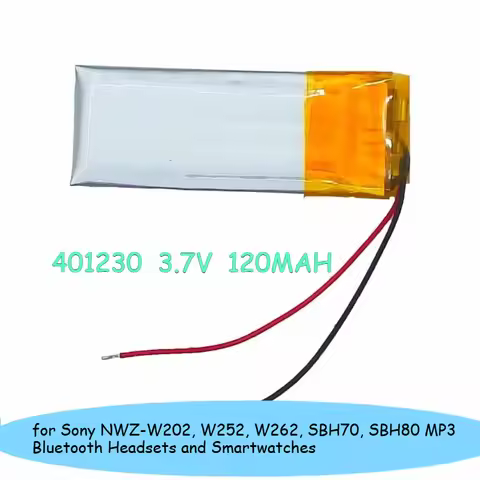 401230 3.7V 120mAh Li-Polymer for Sony NWZ-W202, W252, W262, SBH70, SBH80 MP3 Bluetooth Headsets and