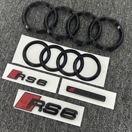 AUDI RS6 2016-2020 4Ring logo ABS Black Car Hood Front Grill Emblem Rear Trunk Badge Sticker RS5 Emb
