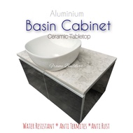 Basin Cabinet / with Ceramic Tabletop / Aluminium Basin Cabinet / Wall Mounted Cabinet / Kabinet Basin Ceramic Aluminium