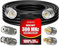 RG58 Coaxial Cable 50FT, CB Antenna Cable, PL259 UHF Male-to-Male Coax, 50 Ohm Coax with 4 Adapters: