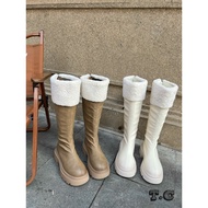 Fur collar thigh boots