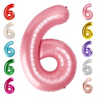 Number 6 Balloon 40 Inch, 6th Pink Birthday Balloon For Girl, Jumbo 16 Foil Mylar Helium Number Ball