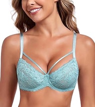 Women's Minimiser Bra Full Cup Unpadded Floral Lace Bra Plus Size Underwear Bra Large Sizes, turquoi