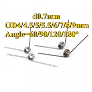 sus304 d0.7mm OD4/4.5/5/5.5/6/7/8/9mm V-shaped spiral torsion spring angle 60/90/120/180 degrees(WJX
