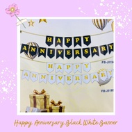 Happy Anniversary Banner Anniversary Flag 结婚周年快乐拉旗布 Anniversary Party Flag Banner Black Anniversary 