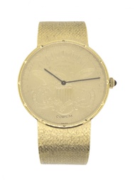 Corum $20 Coin Watch, a yellow gold manual wind wristwatch