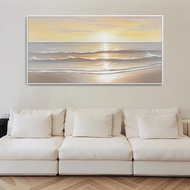 ภาพวาดสีน้ำมันทะเลเขียวแบบนามธรรมขนาดใหญ่ - ศิลปะติดผนังพื้นผิวหนาสำหรับตกแต่งห้องนั่งเล่นสมัยใหม่ -