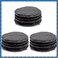(CSID) 12 PCS Round Black Coasters Handmade Coasters for Drinks Beverages Wine Glasses