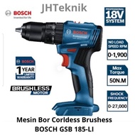 New JHTeknik Mesin Bor Cordless Baterai 18V BRUSHLESS BOSCH GSB 185-LI ASLI ORIGINAL 100%