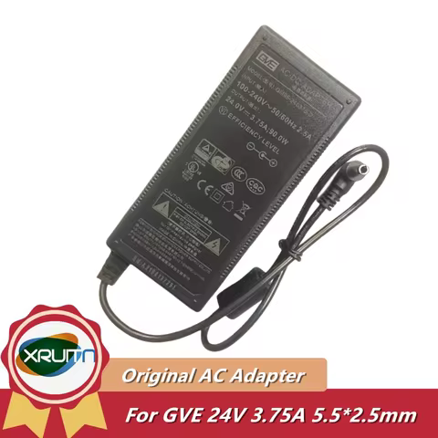Genuine GVE GM95-240375-D 24V 3.75A 5.5*2.5mm 90W AC/ DC Adapter Charger Power Supply