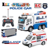 Remote Control Electric Police RC Car Toys Ambulance Model with Alarm Sound Light 4CH Boys Racing Ca