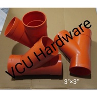 Wye 3"×3" PVC Fittings Orange For Sanitary Pipe