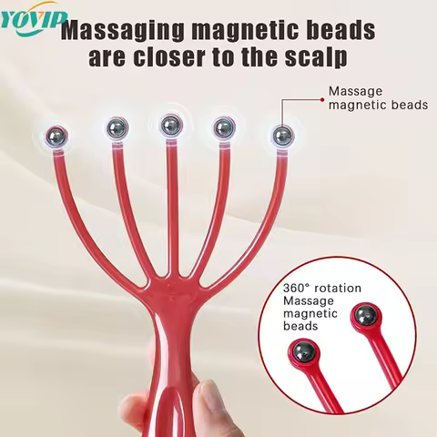 1Pcs Head Massager Scalp Neck Comb Roller Five Finger 9 Claws Steel Ball Hand Held Relax Spa Hair Ca