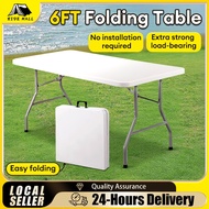 6ft Folding Table Event Catering Hall Buffet Heavy Duty Exhibition Dining Outdoor Folding Table Meja