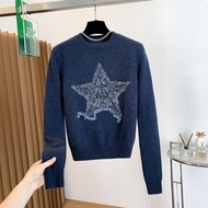 L8B2 DR Autumn and winter round-neck embroidered pentagram pullover cashmere sweater, long-sleeved h