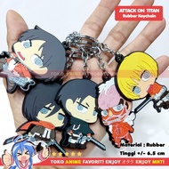 GANTUNGAN Attack On Titan AOT Levi Eren Mikasa Armin Anime Rubber Keychain