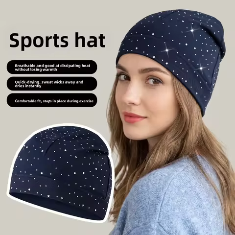 Diamond skull hat for both men and women, new outdoor casual running beanie hat, dopamine color gift