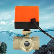 บอลวาล์วทองเหลืองซึ่งมีเครื่องยนต์แข่งรถไฟฟ้า AC 220V บอลวาล์ว3ทาง3สายชนิด T 1.6Pa ปิดเกลียวปิดระบบน