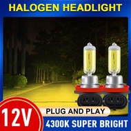 2Pcs Yellow Halogen Bulb H1 H3 H4 H7 H8 H9 H11 HB3 HB4 Car Halogen Lamp Fog Lamp Bulb 55W 12V 3000K Motorcycle Car Headlight Accessories