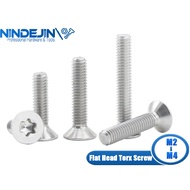 NINDEJIN Flat Head Torx Security Screw Torx Pin M2 M2.5 M3 M4 Stainless Steel Tamper Resistant Screw Security Torx Car Screw