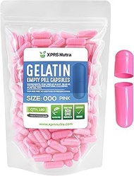 Capsules Express- Size 000 Pink Empty Gelatin Capsules - Kosher - Pure Gelatin Pill Capsule - DIY Po
