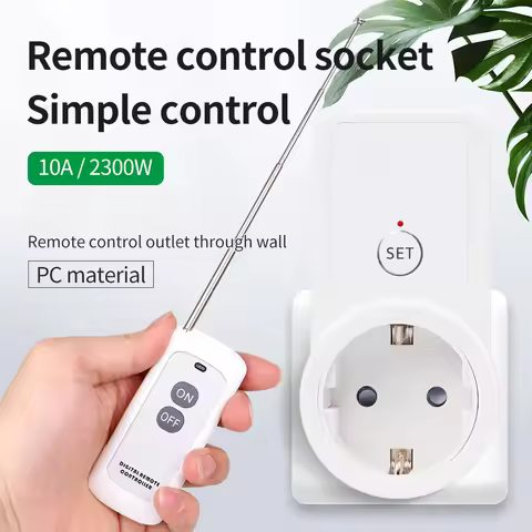 Smart Remote Control Socket Wireless Power Outlet Light Switch 220V 16A EU Plug Socket Power Outlet 