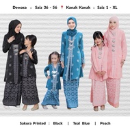 Set Ibu Anak . Kebarung Songket Printed Sakura . Kebarung Moden . Baju Sedondon Raya 2024 . Kebaya L