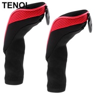 TENOL 2Pc Mesh Long Neck Golf Club  Head Covers Golf Hybrid UT Headcover Red
