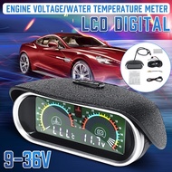 9-36V 2in1 LCD Universalรถเกจแบบดิจิตอลแรงดันไฟฟ้าเครื่องวัดอุณหภูมิน้ำ OBD2 Smart Gauge เกจวัดความร้อนรถยนต์