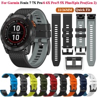 22 26mmQuickFit Watchband Strap For Garmin Fenix 7 7X Pro 47 51mm 6X 6 Pro 5X 5Plus Watch Band Epix Pro Gen 2 Silicone Wristband