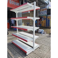 Double mesh back supermarket shelf 1.8m high x 1.2m long x 0.7m wide x 5 trays