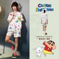 Palace ผีเสื้อหรูหราน้ําแข็งและหิมะผ้าไหมแขนสั้นชุดนอนผู้หญิงน่ารักการ์ตูนพิมพ์เสื้อผ้าสําหรับฤดูร้อ