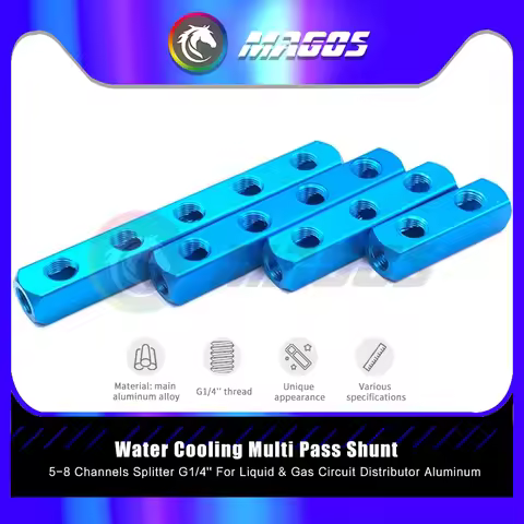 Aluminum Multi-ways Splitter G1/4'' Water Cooling Separator & Gas Circuit Distributor 5 6 7 8 Multic