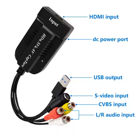 USB 2.0 Video Capture Card HD/AV/3RCA/S video VHS Analog to Digital Converter USB Capture Card Devic