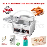 15L / 17L STAINLESS STEEL COMMERCIAL GAS DEEP FRYER / ELECTRIC DEEP FRYER / DAPUR GORENG AYAM GUNTIN