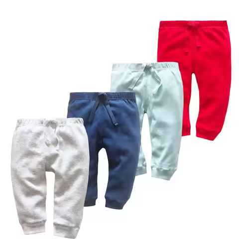 2026 Summer Soft Cotton Baby Boys Pants Cartoon Bright Color Gilrs Pants New Fashion Striped Baby Pa