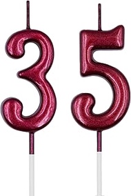 35th & 53rd Birthday Candles, Red Number 35 53 Candle for Cake, Happy Birthday Cake Topper Decoratio