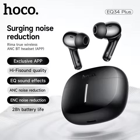 HOCO ANC Acitve Noise Reduction Wireless Bluetooth 5.4 Earbuds With App Control EQ Sound HiFi Sports