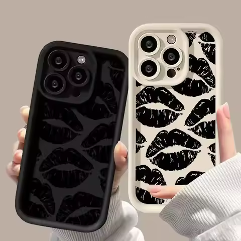 Black Kiss Lips Paint Phone Case For OPPO Reno 13F 12 Pro 5G 10 11 13 11F 12F 5 Lite 6 7 4G 8 5Z 6Z 
