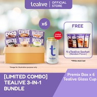 [Limited Combo] Tealive 3-in-1 x6 + Glass Cup, Free 4 flavours