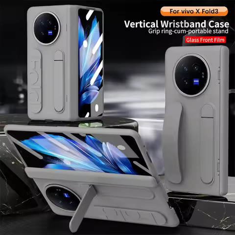 For VIVO X Fold 3 Pro XFold 5 2 With Hinge Phone Case Wristband Wrist Strap Stand Front Screen Glass
