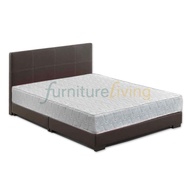 Furniture Living Queen size Divan Bedframe (Brown) + Queen size HD Foam Mattress 8inch