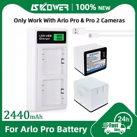 SKOWER 2440mAh Rechargeable Battery For Arlo Pro,Arlo Pro 2 Cameras With LCD Dual Charger