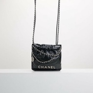 二手 Chanel 22bag mini 黑銀