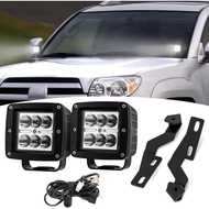 Wsays 2pcs 24 W LED Light Pods & Ditch Hood Hinge LED Pod Mount Bracket w/Wiring Kit Compatible with