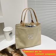 Langzhilian Lunch Box Bag Lunch Box Bag Original Japanese Style Small Bucket Tote Canvas Bag Simple All-Match Artistic O