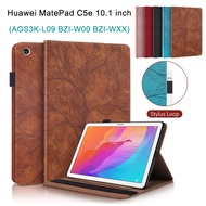 Huawei MatePad C5e 10.1 inch 3D Tree Style High Quality PU Leather Case Mate Pad C5E AGS3K-L09 BZI-W00 BZI-WXX Tablet Protective Case Wallet Stand Flip Cover With Card Slots Pen Buckle