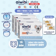 [Combo Of 3] Aiwibi Comfy Dry Premium Diapers/Diapers Breathable and Dry Large Pack S52/M48/L44/XL40